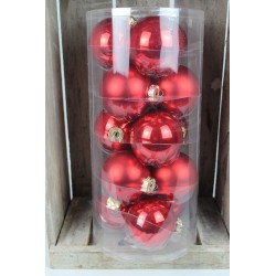 Červené sklenené vianočné gule